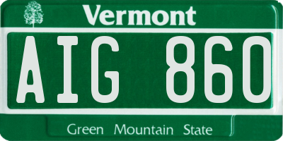 VT license plate AIG860