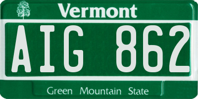 VT license plate AIG862