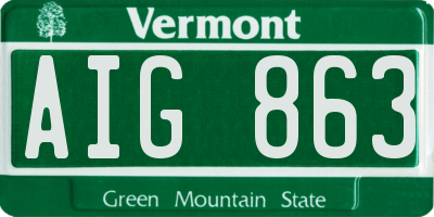 VT license plate AIG863