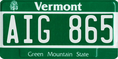 VT license plate AIG865
