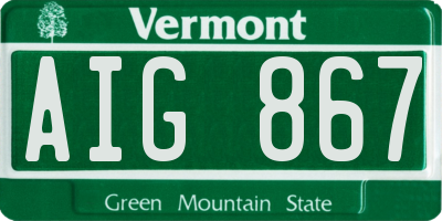 VT license plate AIG867