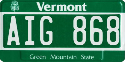 VT license plate AIG868