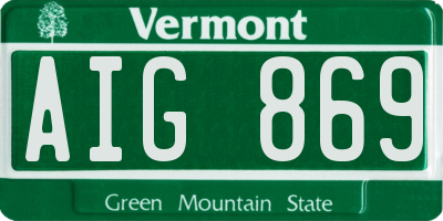 VT license plate AIG869