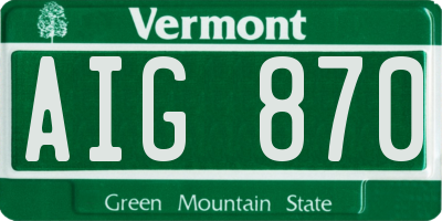 VT license plate AIG870