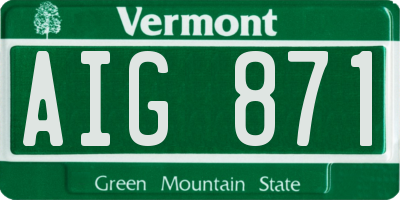 VT license plate AIG871
