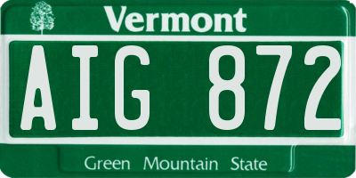 VT license plate AIG872