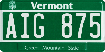 VT license plate AIG875