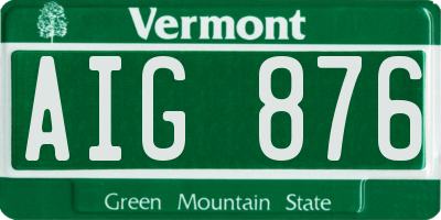 VT license plate AIG876