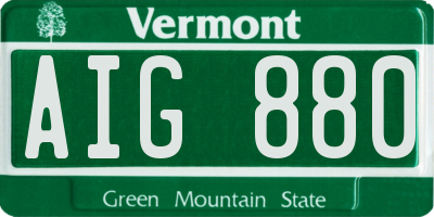 VT license plate AIG880