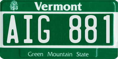 VT license plate AIG881