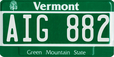 VT license plate AIG882