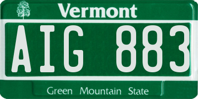 VT license plate AIG883