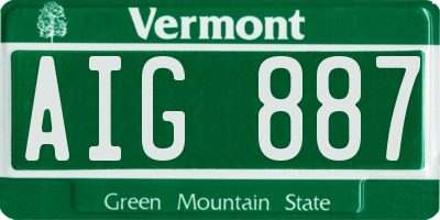 VT license plate AIG887