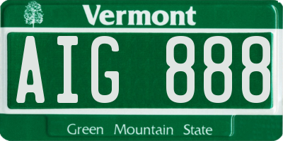 VT license plate AIG888