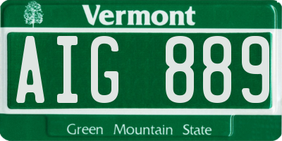 VT license plate AIG889