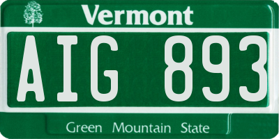 VT license plate AIG893