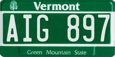 VT license plate AIG897