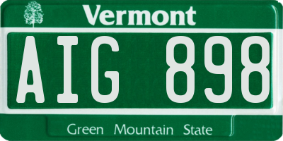 VT license plate AIG898