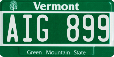 VT license plate AIG899