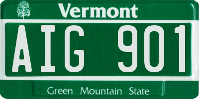 VT license plate AIG901