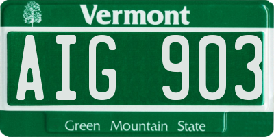VT license plate AIG903