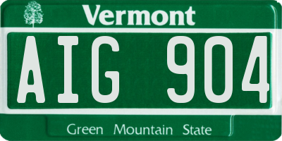 VT license plate AIG904
