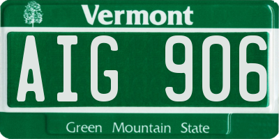 VT license plate AIG906
