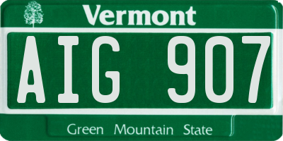VT license plate AIG907