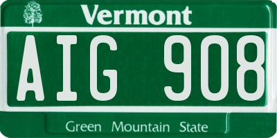 VT license plate AIG908