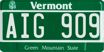 VT license plate AIG909