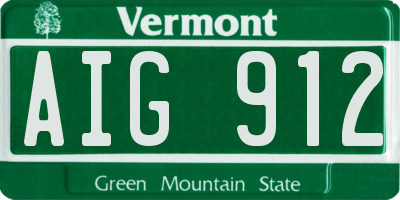 VT license plate AIG912