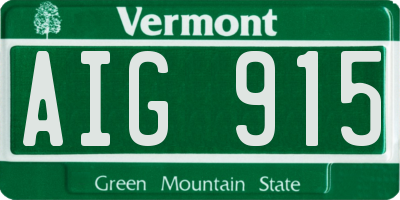 VT license plate AIG915