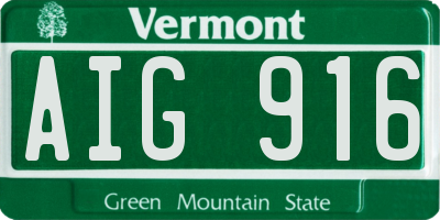 VT license plate AIG916