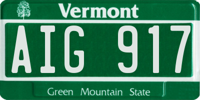 VT license plate AIG917