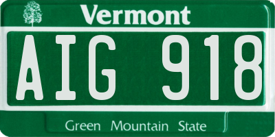 VT license plate AIG918