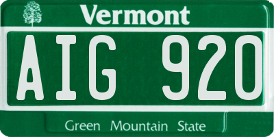 VT license plate AIG920