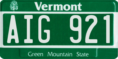 VT license plate AIG921
