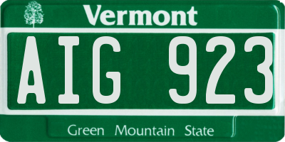 VT license plate AIG923