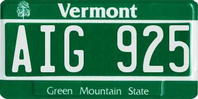 VT license plate AIG925