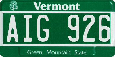 VT license plate AIG926