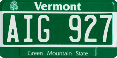 VT license plate AIG927