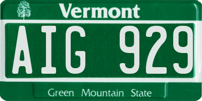 VT license plate AIG929