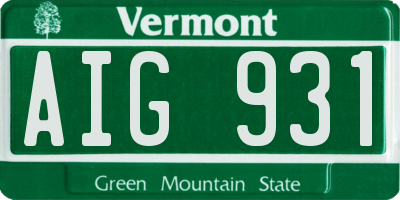 VT license plate AIG931