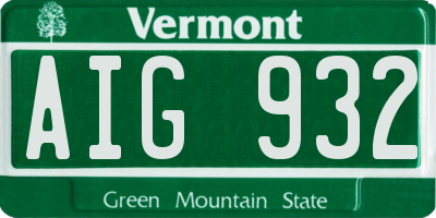 VT license plate AIG932