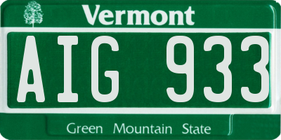VT license plate AIG933