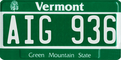 VT license plate AIG936