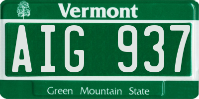 VT license plate AIG937