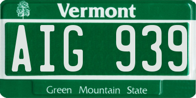 VT license plate AIG939