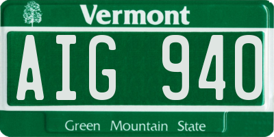 VT license plate AIG940