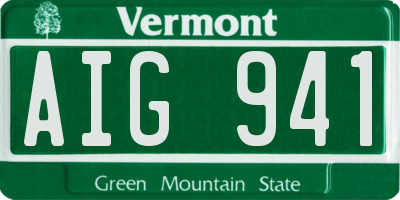 VT license plate AIG941